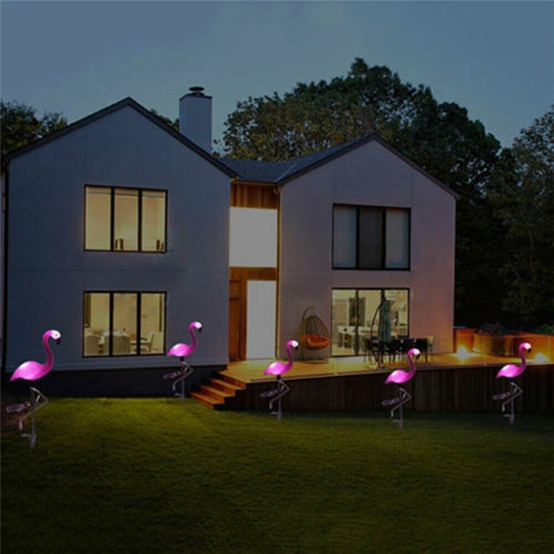 Solar Powered Pink Flamingo Outdoor Lights - Decoratormall