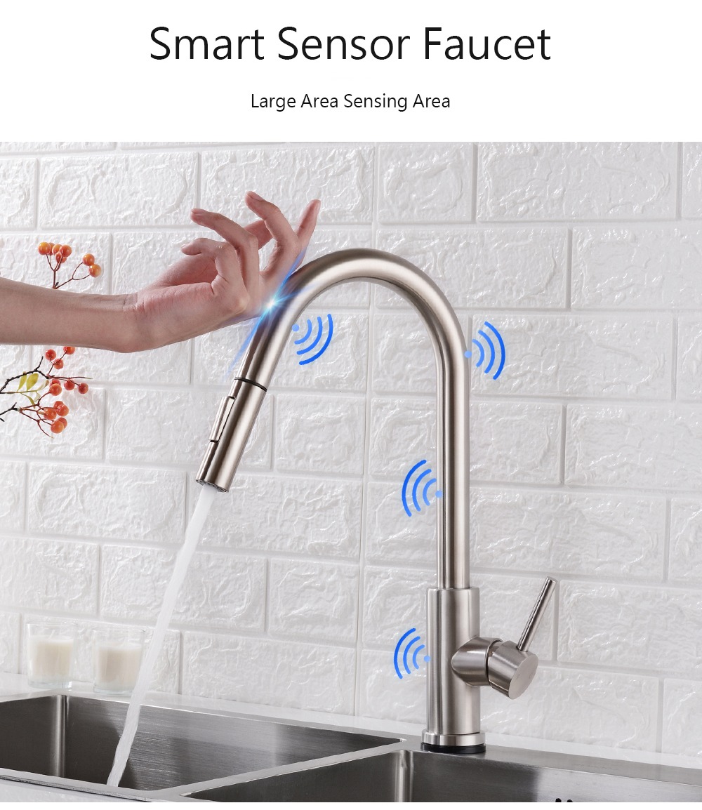 Intelligent Kitchen Faucet with Touch Sensor Control and Pull Out Spray