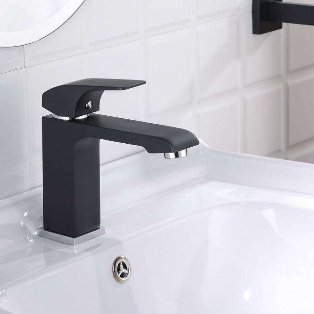 Matte Black Bathroom Faucet with Square Design - Decoratormall