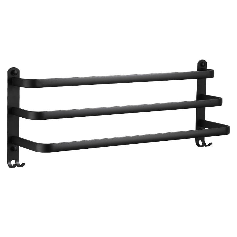 Elegant Matte Black Aluminum Towel Holder Rack - Decoratormall