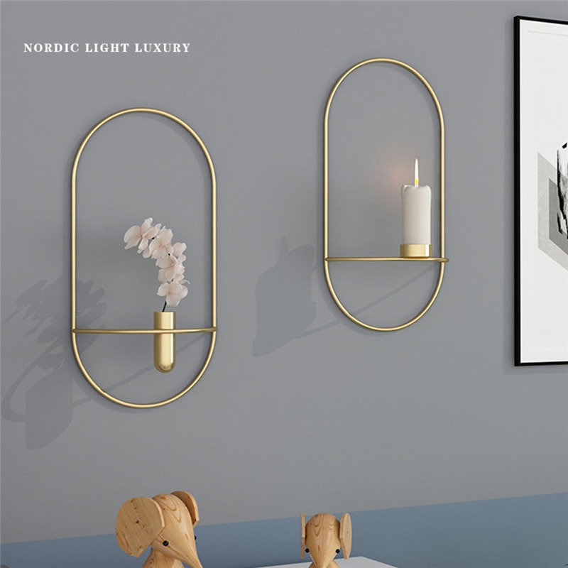 Elegant Oval Metal Wall Candle Holder - Decoratormall