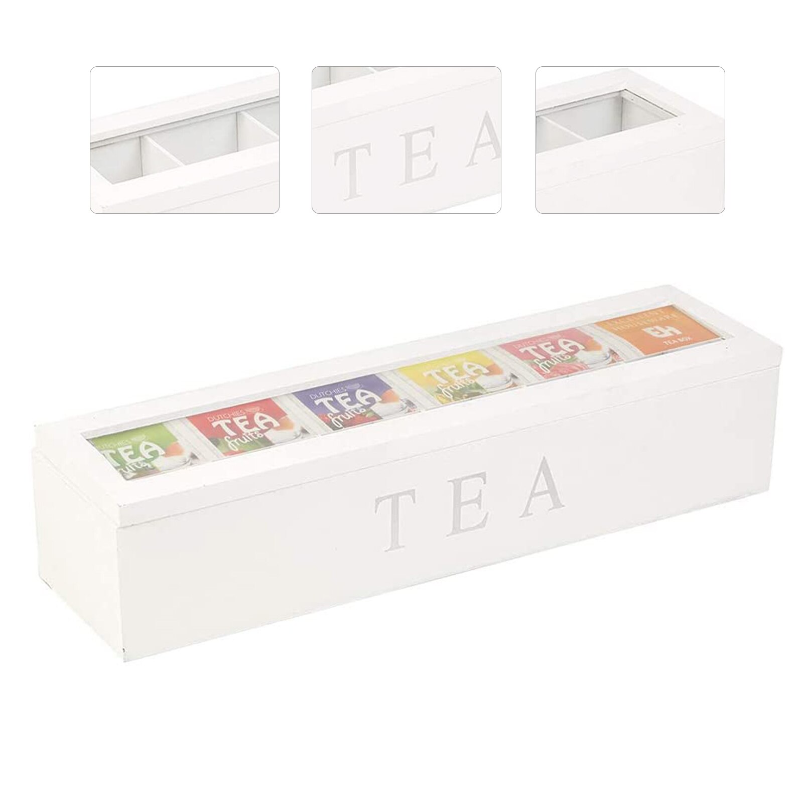 Wooden Tea Bags Storage Box with 9 Grids Decoratormall