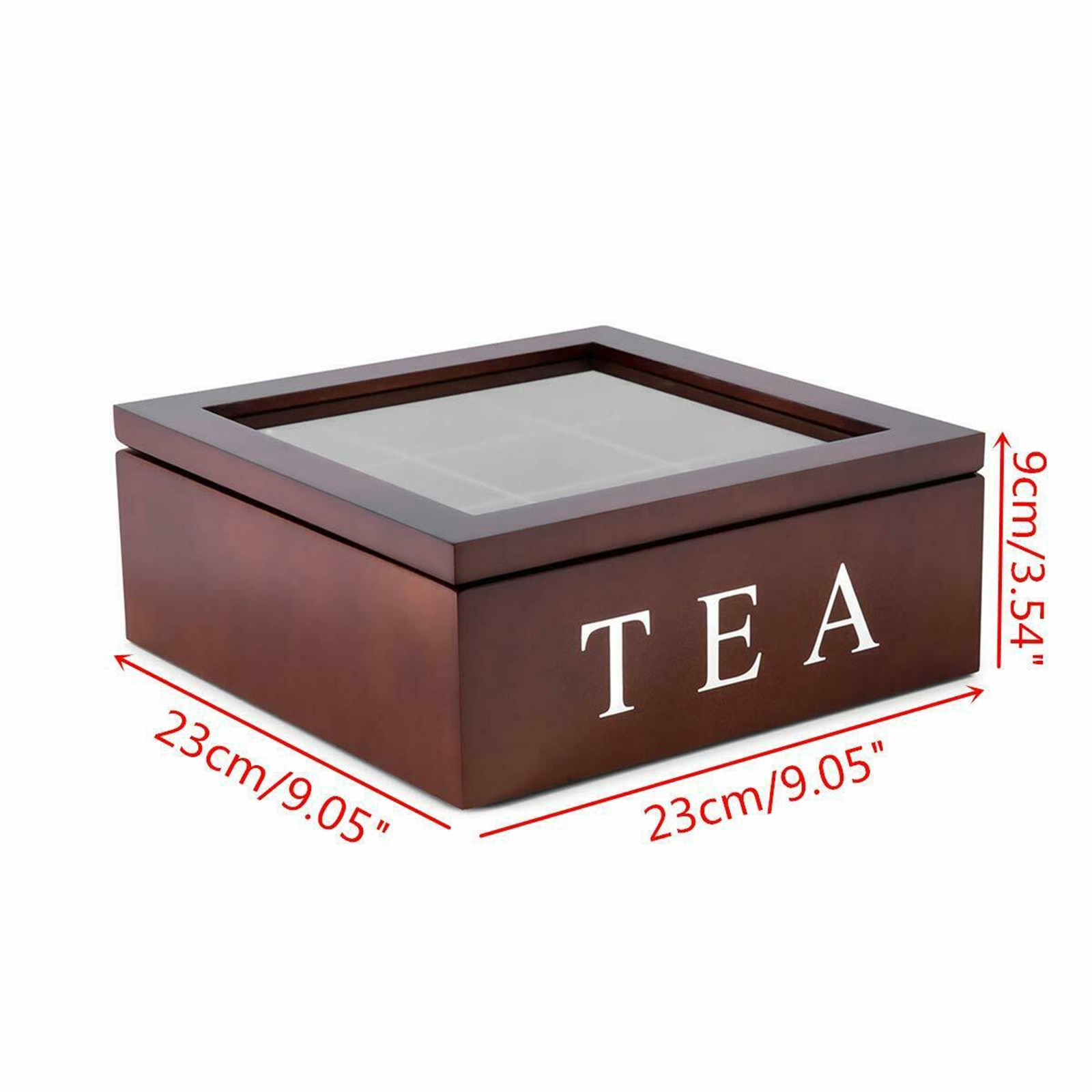 Wooden Tea Bags Storage Box with 9 Grids - Decoratormall