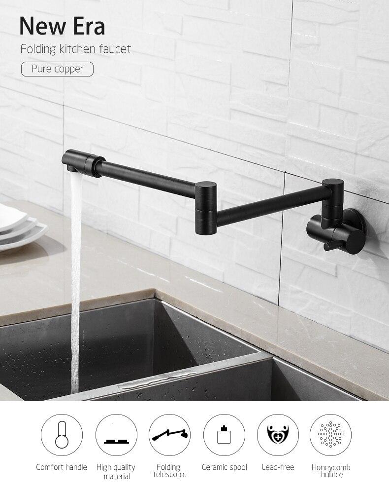 Black Wall Mounted Single Cold Water Pot Filler Faucet with 360 Degree ...