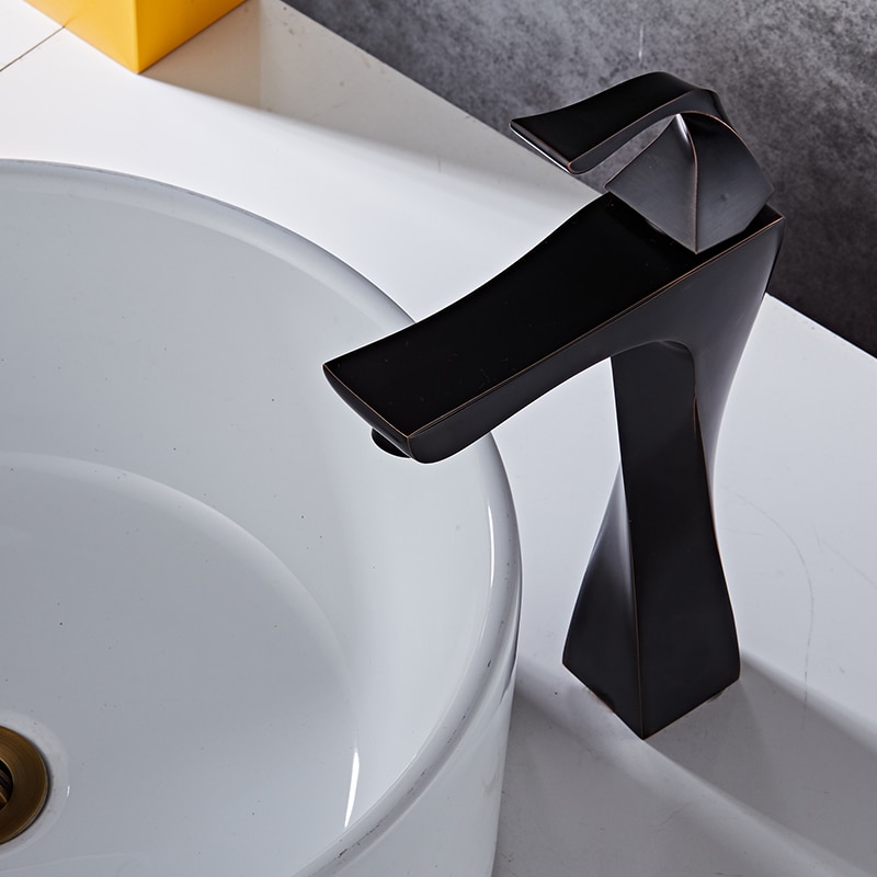 Twisted Black And Chrome Single Handle Bathroom Faucet - Decoratormall