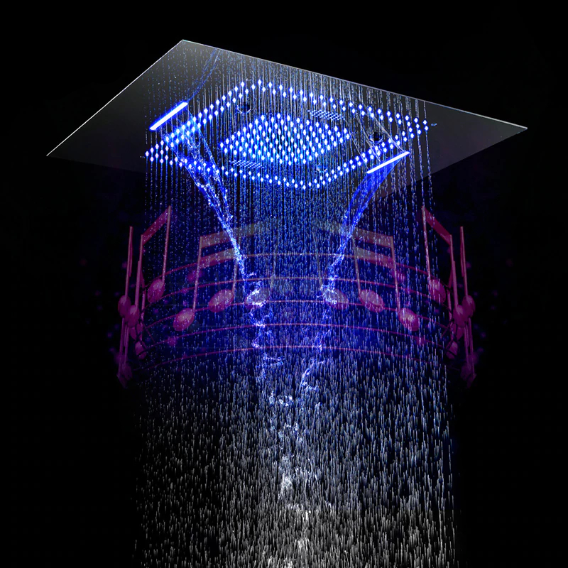 Large Bluetooth Music Rainfall & Mist Showerhead with LED Lights ...