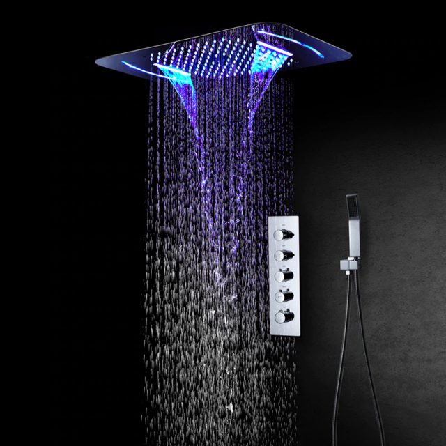 Luxurious High-End Rain Shower System with LED Light and Remote Control ...